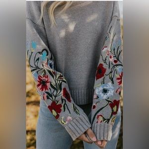 ROOLEE EMBROIDERED FLOWER SWEATER